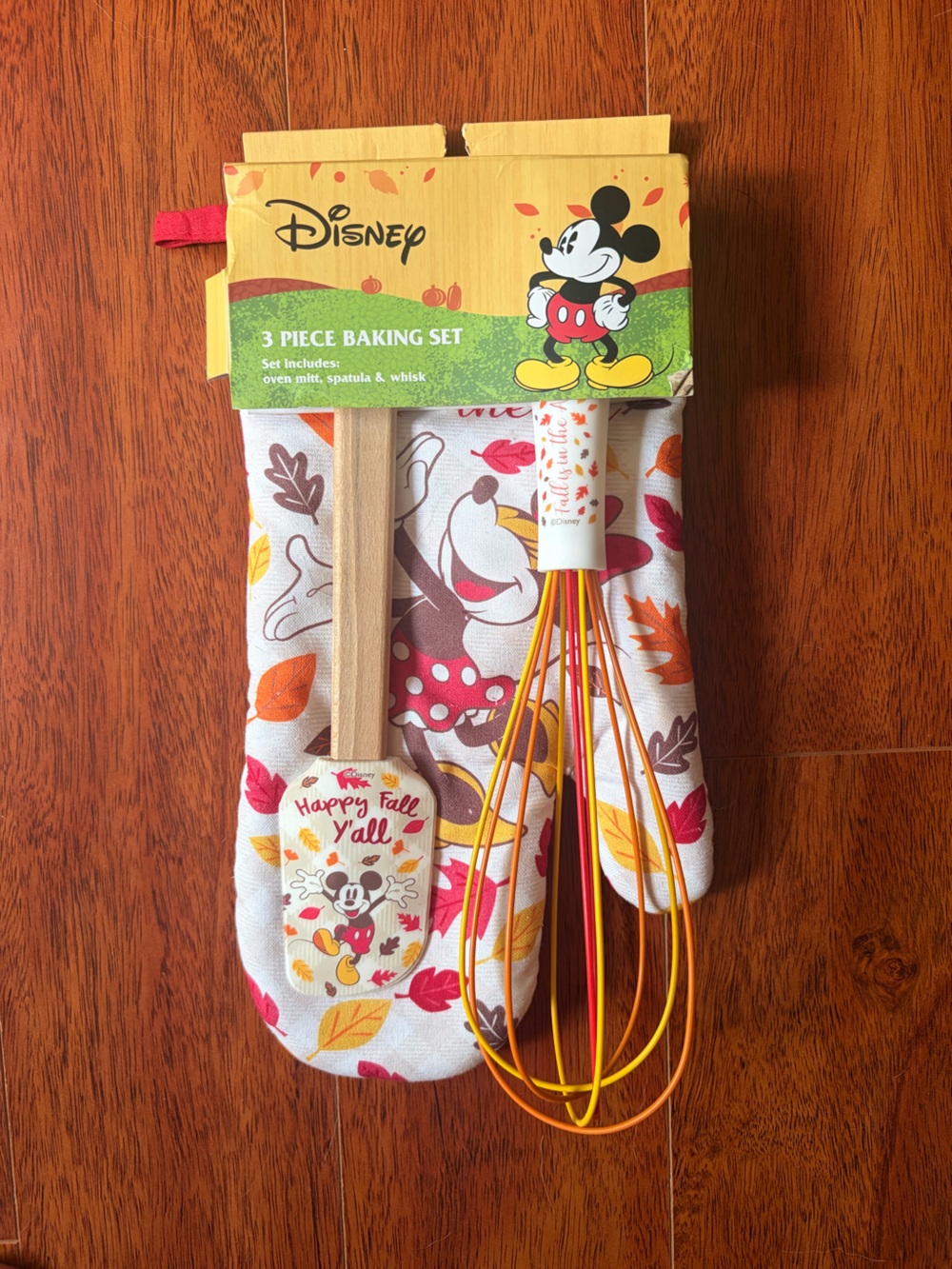 NWT Minnie Mickey Mouse Happy Fall Y'all Kitchen Oven Mitt Whisk Spatula Disney